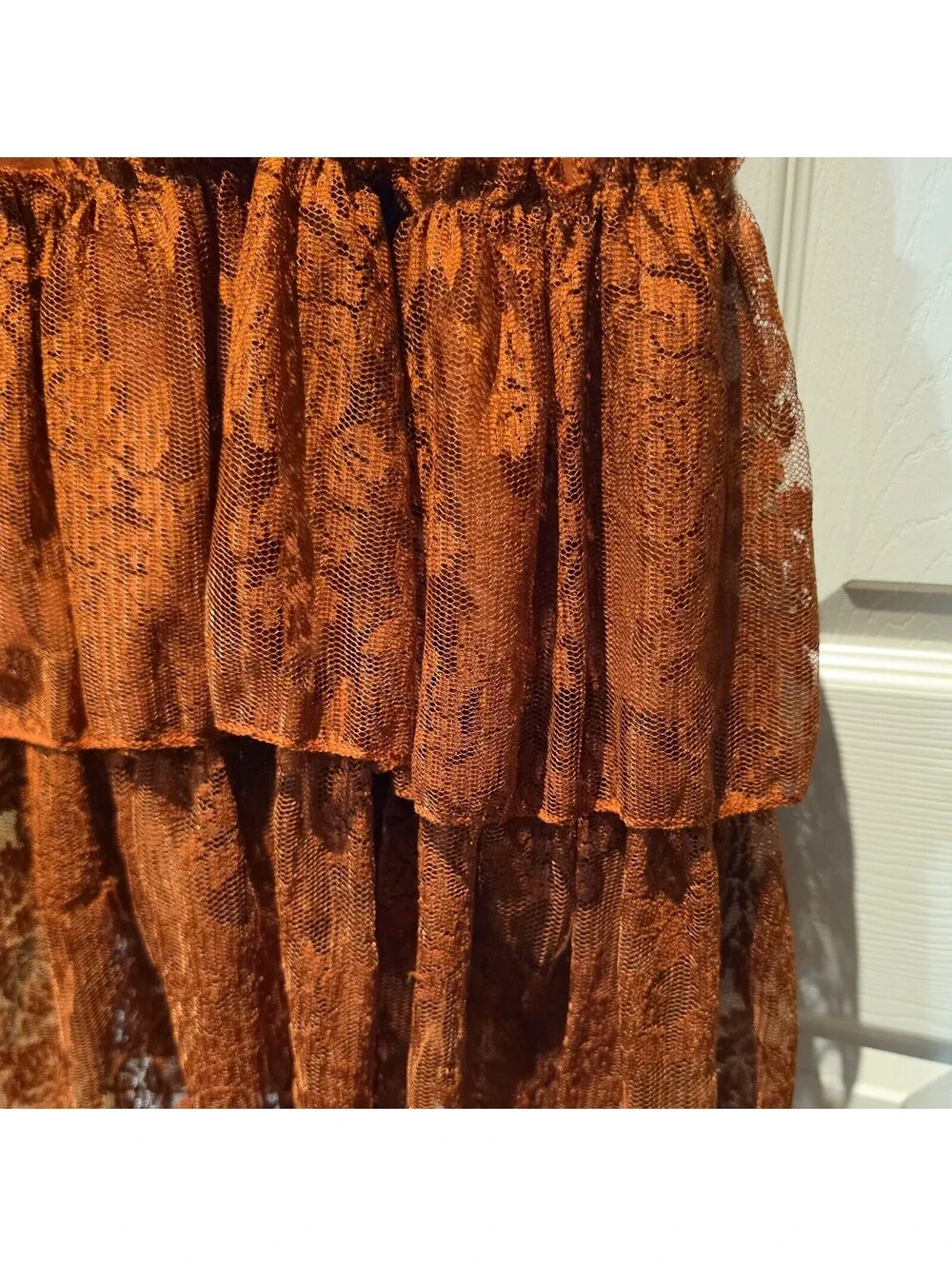 Joyfolie By Mia Joy 6 Girls Rust Colored Sleeveless Lace Tiered Maxi Dress